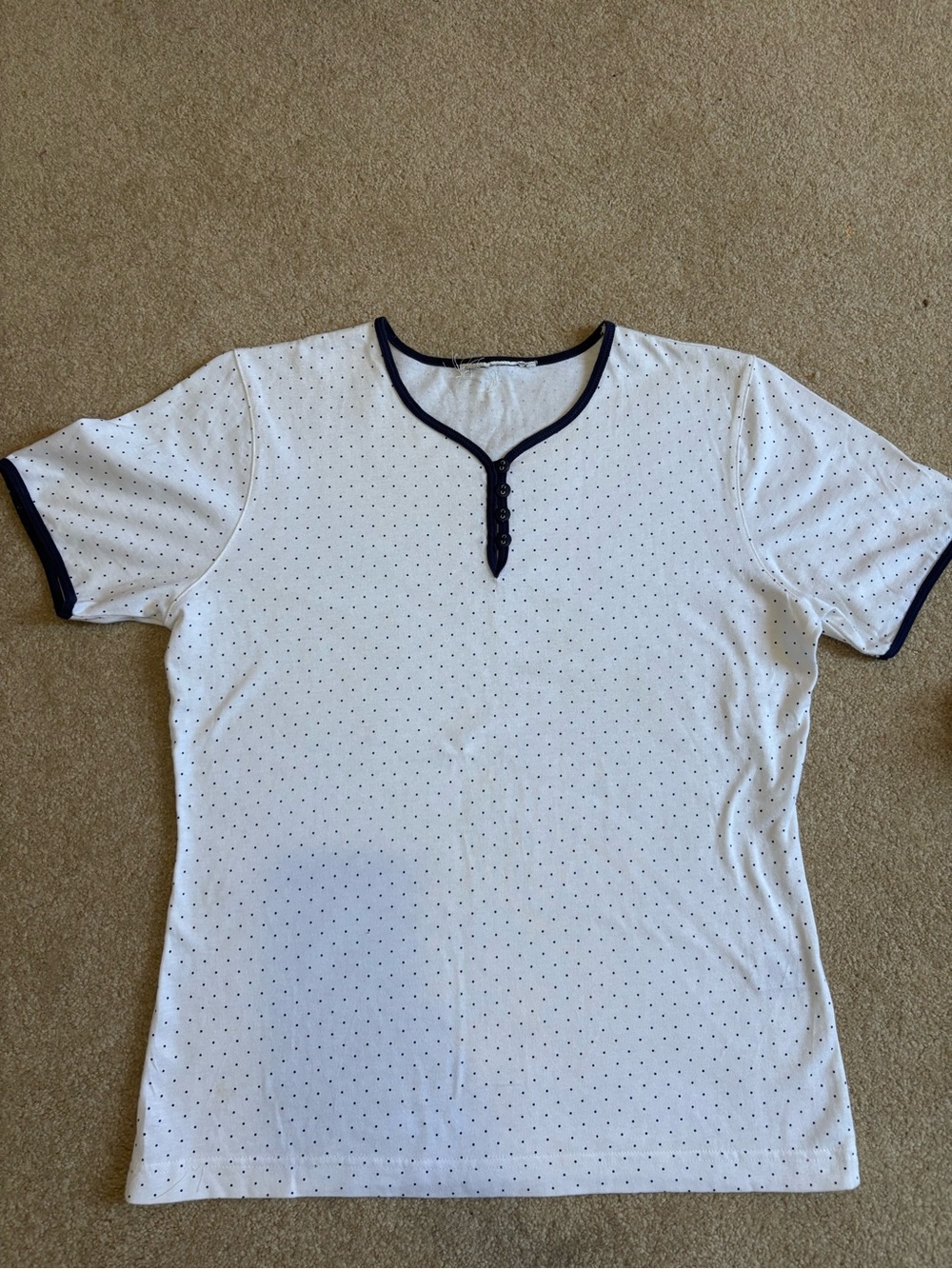 Vintage white and navy short-sleeved top